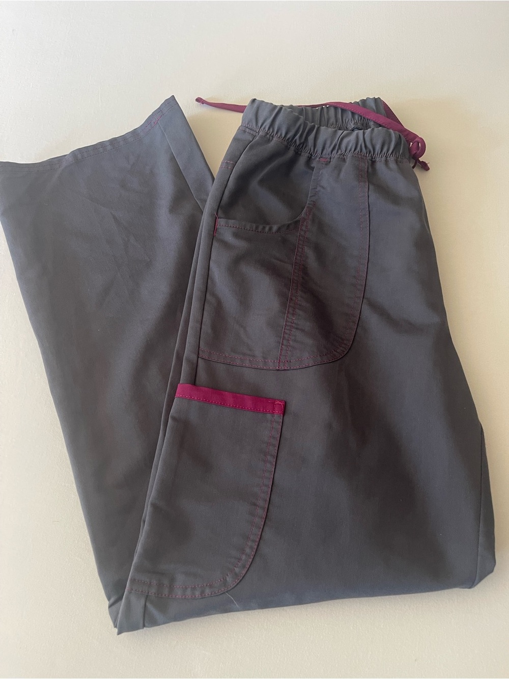Scrubstar Women's Charcoal scrub Pants with Berry Trim